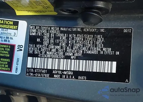 2013 Toyota Venza Le from USA, damaged, VIN 4T3ZA3BB1DU063291